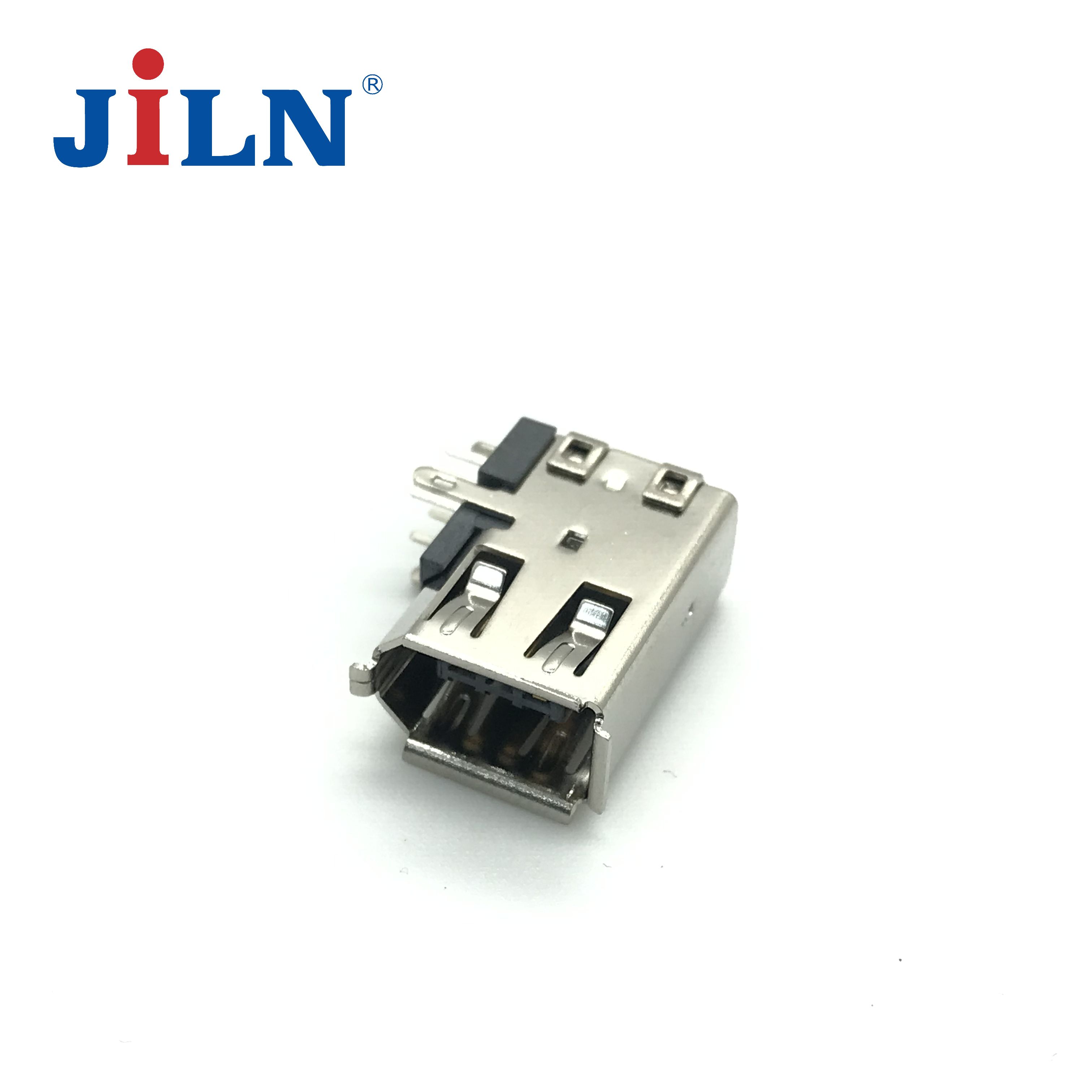 IEEE1394 6F 90°侧插 铜黑/镀金 LCP  6312M-06DS0MA01