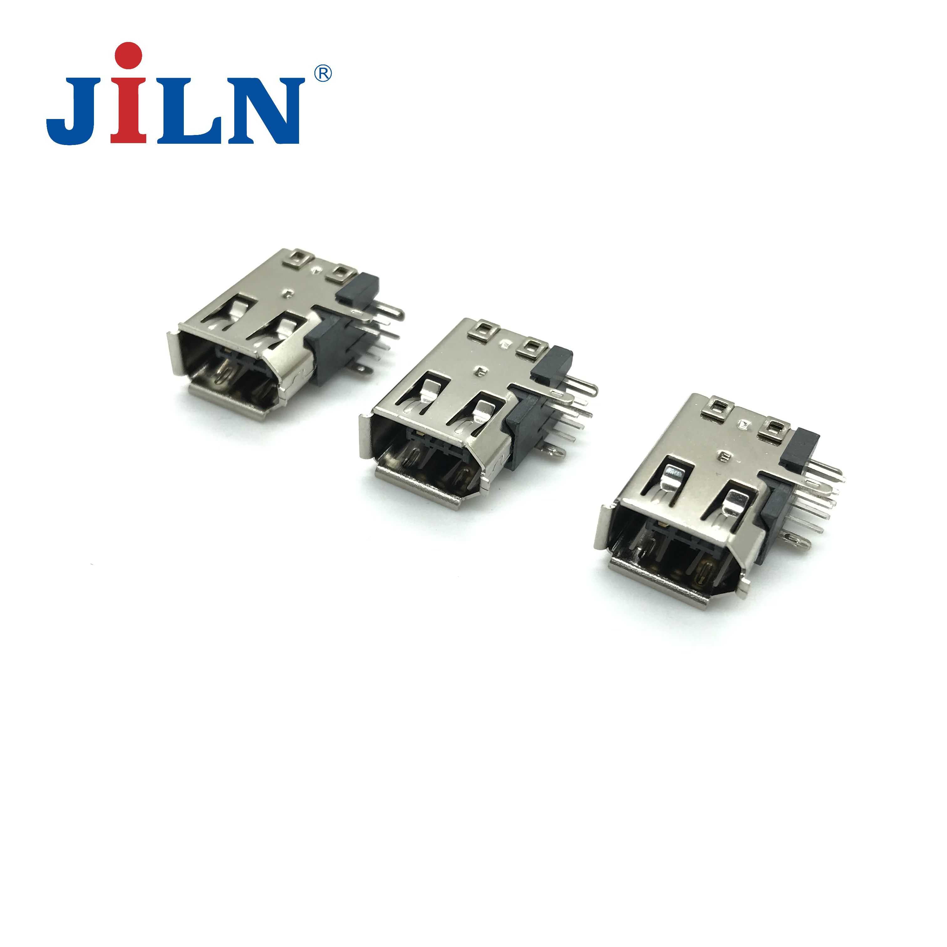 IEEE1394 6F 90°侧插 铜黑/镀金 LCP  6312M-06DS0MA01