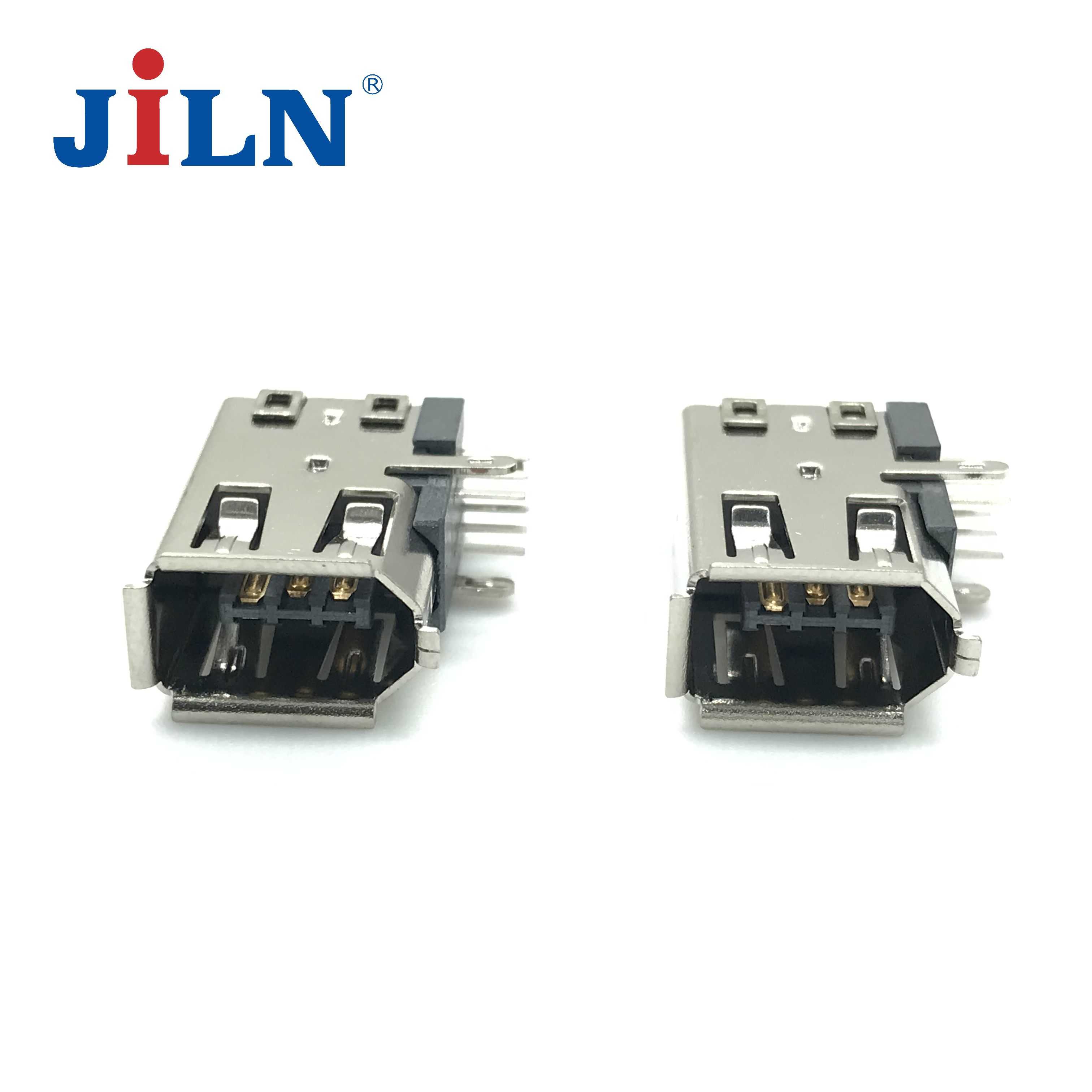 IEEE1394 6F 90°侧插 铜黑/镀金 LCP  6312M-06DS0MA01